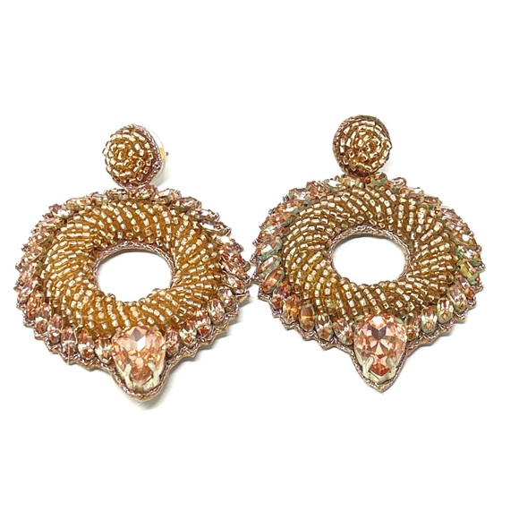 Anthropologie Deepa Gurnani Beaded Circle Drop Earrings - Picture 1 of 4